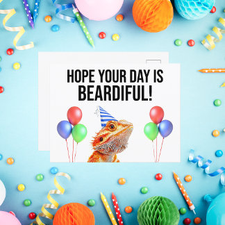 Hope Your Day Is Beardiful Funny Beardie Birthday Postcard