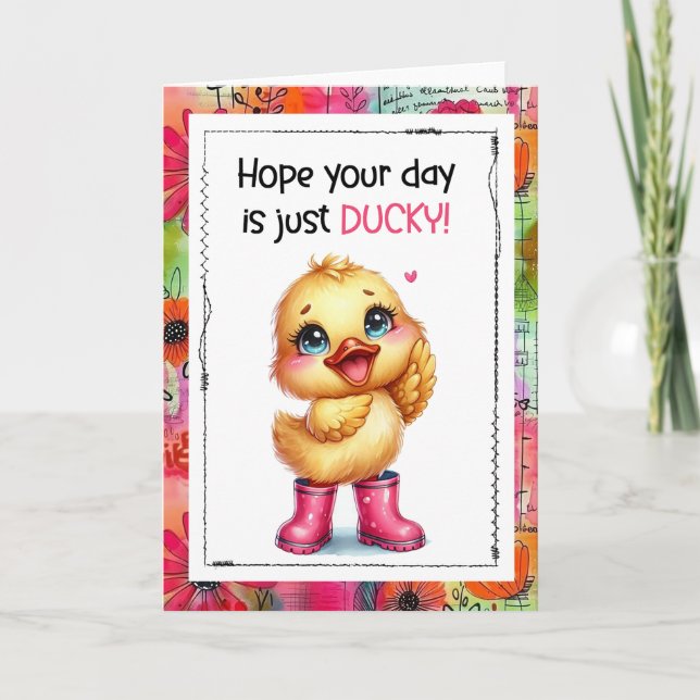 Hope Your Day Is Just Ducky Cute Duck Card (Front)