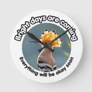 Hopeful Hoopoe Round Clock