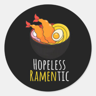 Hopeless Ramentic Cute Kawaii Ramen Noodles Pun  Classic Round Sticker