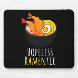 Hopeless Ramentic Cute Kawaii Ramen Noodles Pun  Mouse Pad