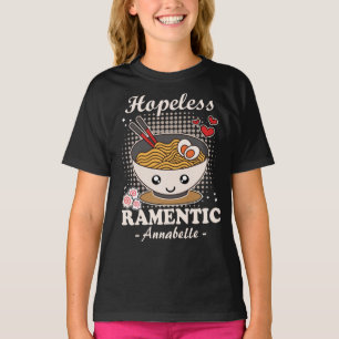 Hopeless Ramentic   Funny Romantic Ramen - Black  T-Shirt
