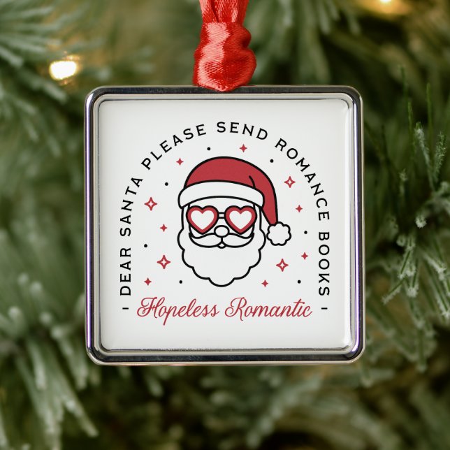 Hopeless romantic dear Santa funny book lover Metal Tree Decoration (Tree)