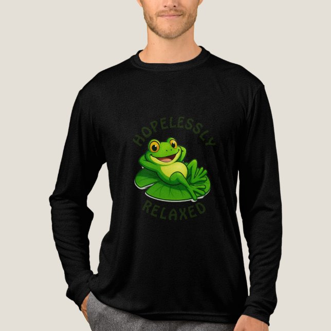 Hopelessly Relaxed Frog – Chill and Carefree Vibes Tri-Blend Shirt (Front)