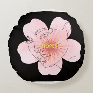 HOPES! – portrait floral minimal Round Cushion
