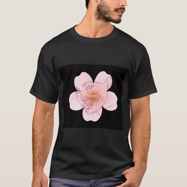 HOPES! – portrait floral minimal T-Shirt (Front)