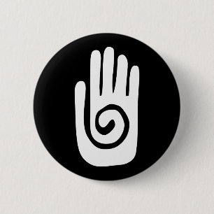 Hopi Hand symbol heal spiral palm native american  6 Cm Round Badge