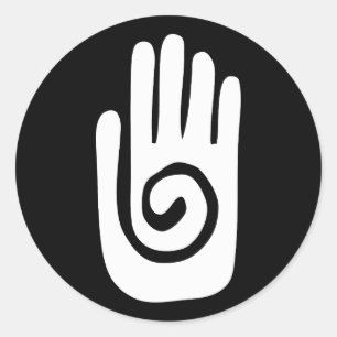 Hopi Hand symbol heal spiral palm native american Classic Round Sticker