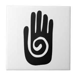 Hopi Hand symbol heal spiral palm native american Tile