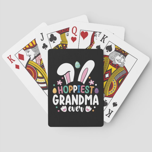 Hoppiest Grandma Ever Mum Family Easter Bunny Eggs Playing Cards (Back)