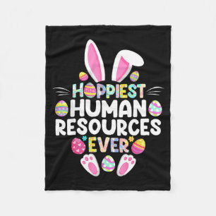 Hoppiest Human Resources Ever Funny Easter Day Fleece Blanket