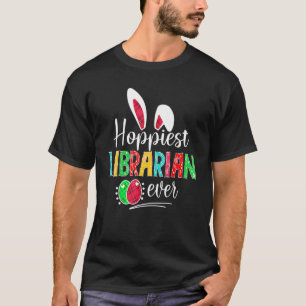 Hoppiest Librarian Ever Bunny Ears Buffalo Plaid E T-Shirt