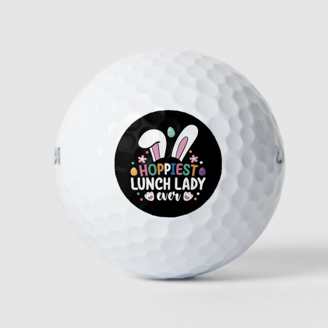 Hoppiest Lunch Lady School Easter Bunny Eggs Golf Balls (Front)