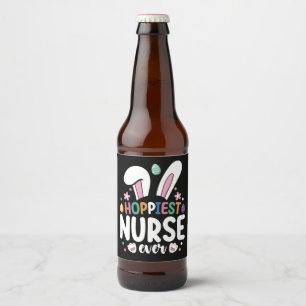 Hoppiest Nurse Ever Easter Bunny Eggs Beer Bottle Label