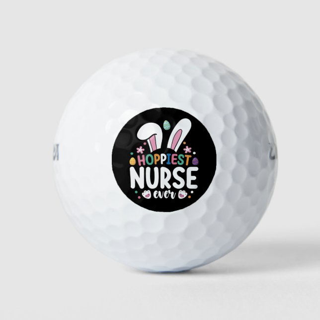 Hoppiest Nurse Ever Easter Bunny Eggs Golf Balls (Front)