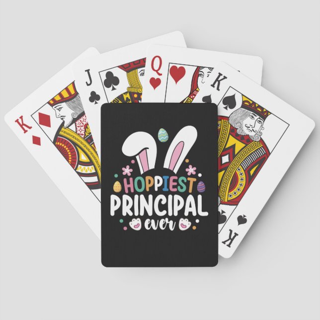 Hoppiest Principal Ever School Easter Bunny Eggs Playing Cards (Back)
