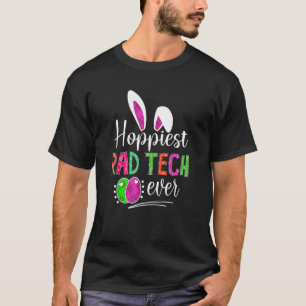 Hoppiest Rad Tech Ever Bunny Ears Buffalo Plaid Ea T-Shirt