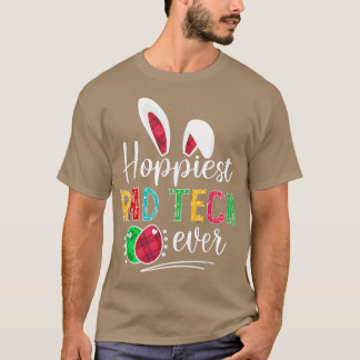 Hoppiest Rad Tech Ever Bunny Ears Buffalo Plaid Ea T-Shirt