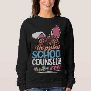 Hoppiest School Counselor Ever Bunny Ear Red Plaid Sweatshirt