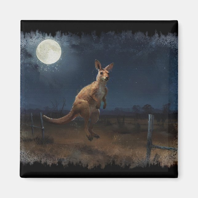Hopping Kangaroo & Full Moon Magnet (Front)
