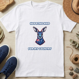 Hopping Mad Patriot Kangaroo Aussie Spirit T-Shirt