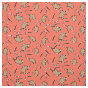 Hopping mouse orange brown fabric