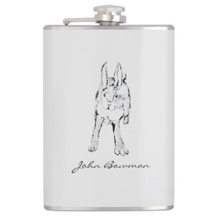 Hopping Wild Rabbit / Personalised Name Hip Flask