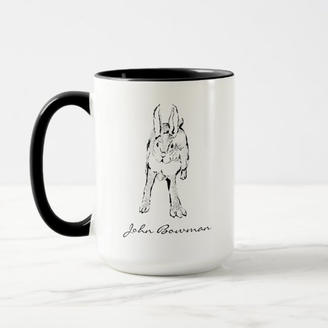 Hopping Wild Rabbit / Personalised Name Mug (Left)