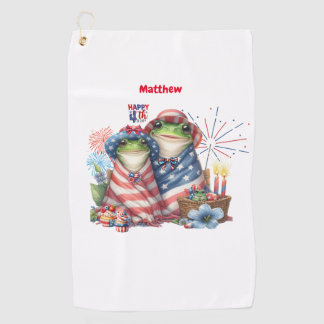 "Hoppy" 4th of July Independence Day Frogs Design Golf Towel