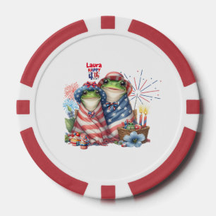 "Hoppy" 4th of July Independence Day Frogs Design Poker Chips