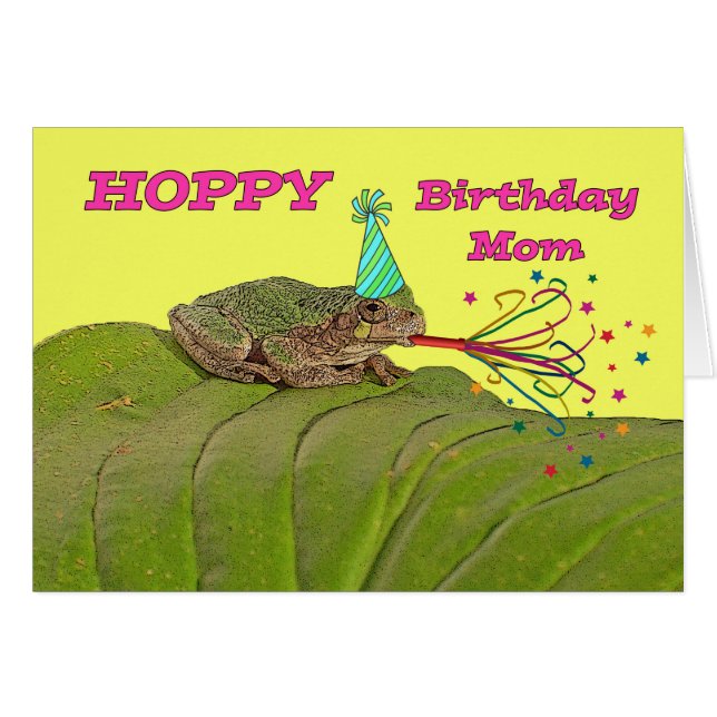 Hoppy Birthday for Mum, Frog Birthday Party (Front Horizontal)