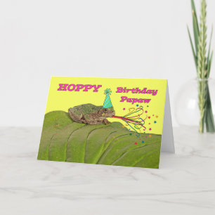 Hoppy Birthday for Papaw, Party Frog with Hat Card
