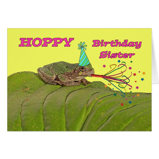 Hoppy Birthday for Sister, Frog Birthday Party (Front Horizontal)
