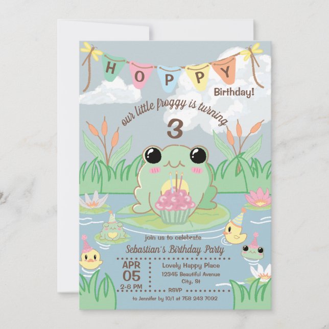 Hoppy Birthday Kids Party Invitation (Front)