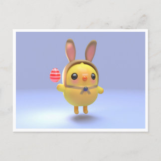 Hoppy Chickling- Easter chicklet with bunny hat Holiday Postcard