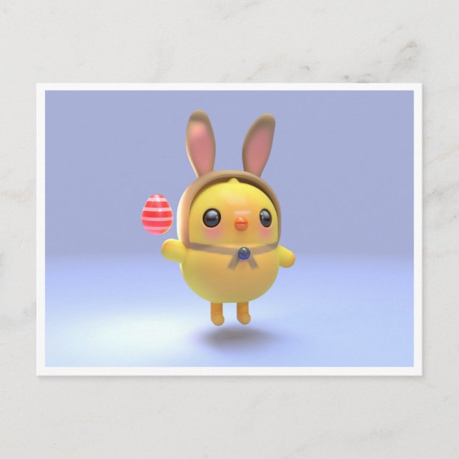 Hoppy Chickling- Easter chicklet with bunny hat Holiday Postcard (Front)