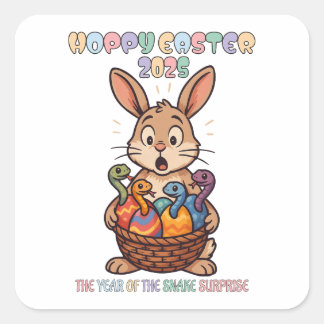 Hoppy Easter 2025: The Year of the Snake Surprise! Square Sticker