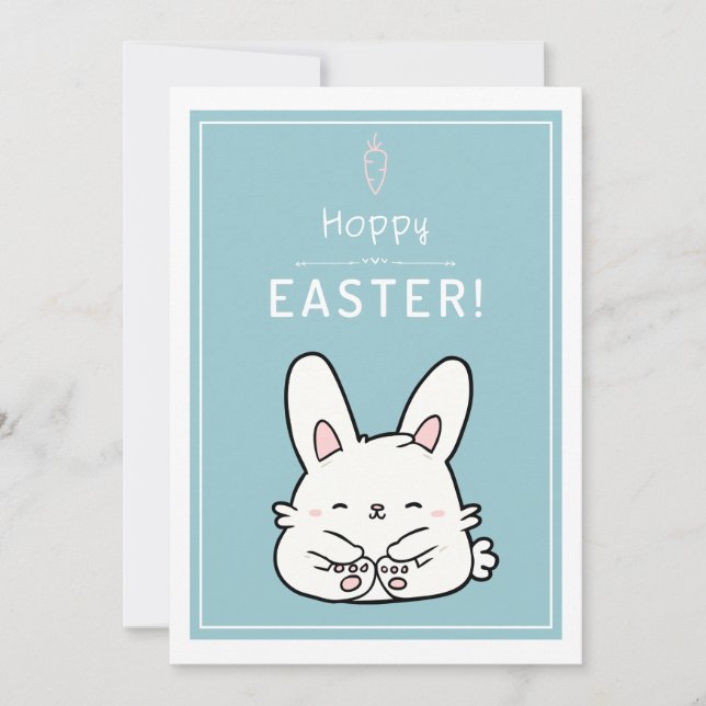Hoppy Easter Adorable Baby Bunny Cute Animal Funny Holiday Card (Front)