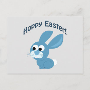 Hoppy Easter! Blue Rabbit Holiday Postcard