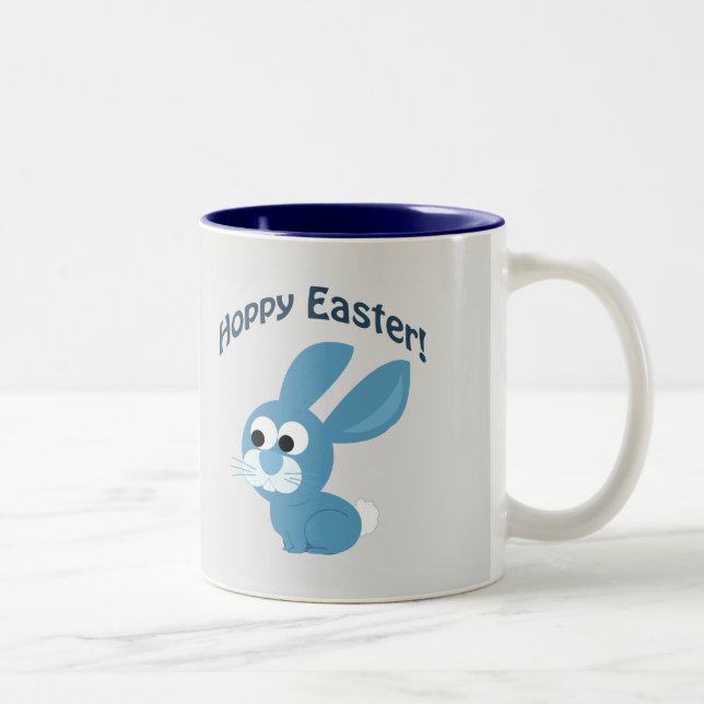Hoppy Easter! Blue Rabbit Two-Tone Coffee Mug (Right)