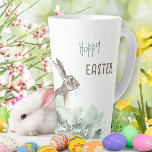 Hoppy Easter Bunny Cute Floral Pastel Latte Mug