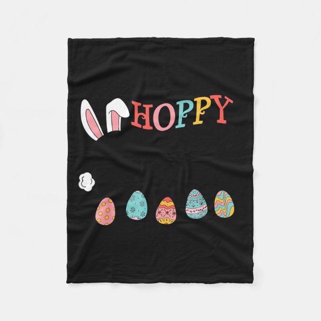 Hoppy easter bunny eggs funny  fleece blanket (Front)