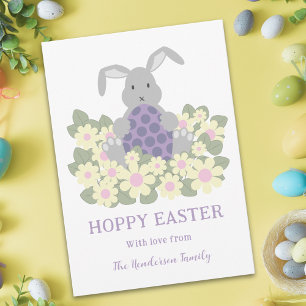 Hoppy Easter Bunny Floral Holiday Card