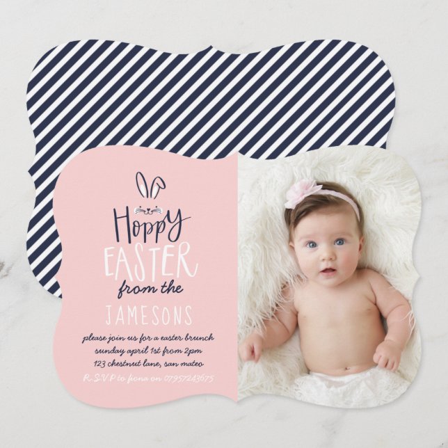 HOPPY EASTER BUNNY INVITATION (Front/Back)