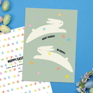 Hoppy Easter Bunny   Modern Minimal Easter  Holiday Card