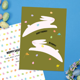Hoppy Easter Bunny   Modern Minimal Easter  Holiday Card