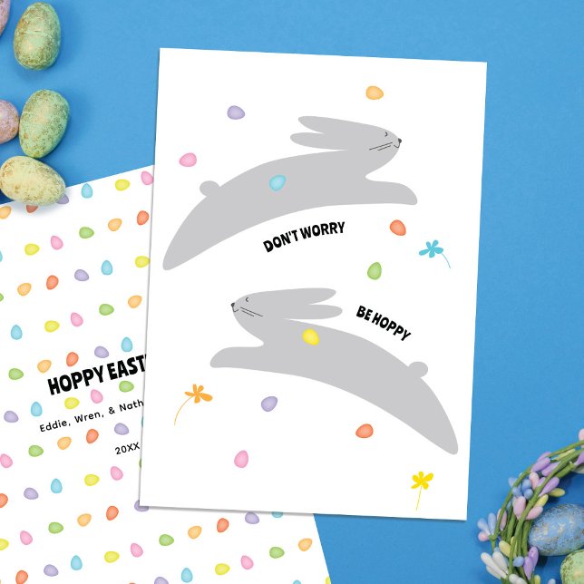 Hoppy Easter Bunny | Modern Minimal Easter  Holiday Card (Creator Uploaded)