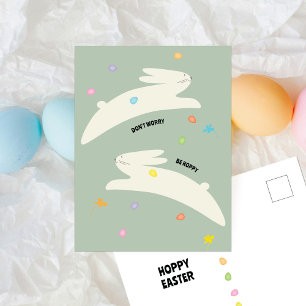 Hoppy Easter Bunny   Modern Minimal Easter  Holiday Postcard