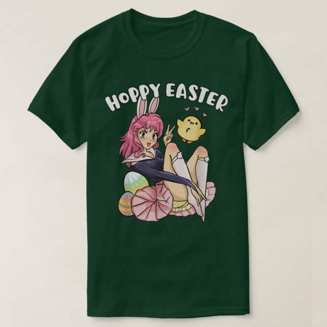 Hoppy Easter  Cute Bunny Anime Kawaii Easter  T-Shirt (Design Front)