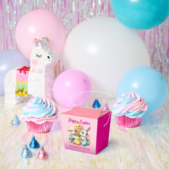Hoppy Easter Cute Bunny Chicks Lamb Painting Eggs Favour Box (Party)